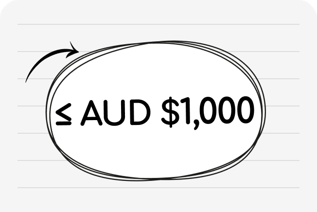 Under AUD $1,000