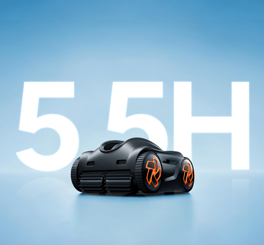 One Charge. 5.5 Hours. 6200 ft².