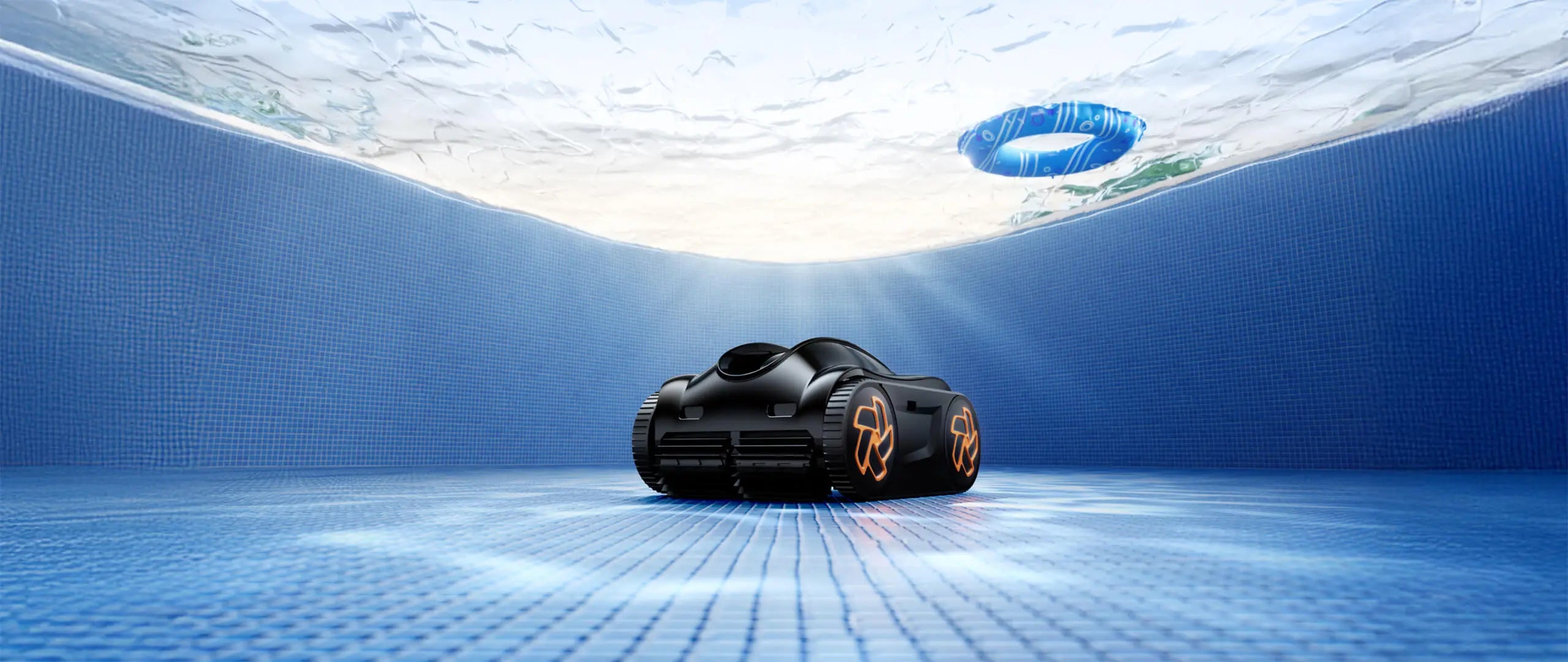 iGarden Pool Cleaner K Series cordless robotic pool cleaner operating on a pool floor